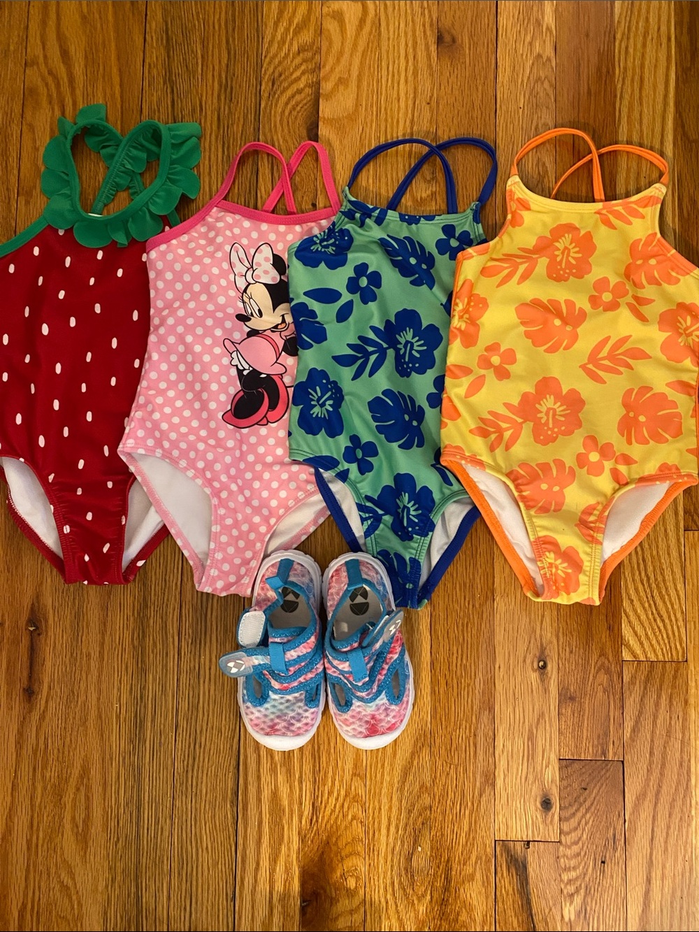 3T swimsuits and size 8 swim shoes